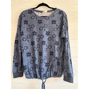 Wizarding World Of Harry Potter Womens Sz M Blue Soft Sweater Top Long Sleeve